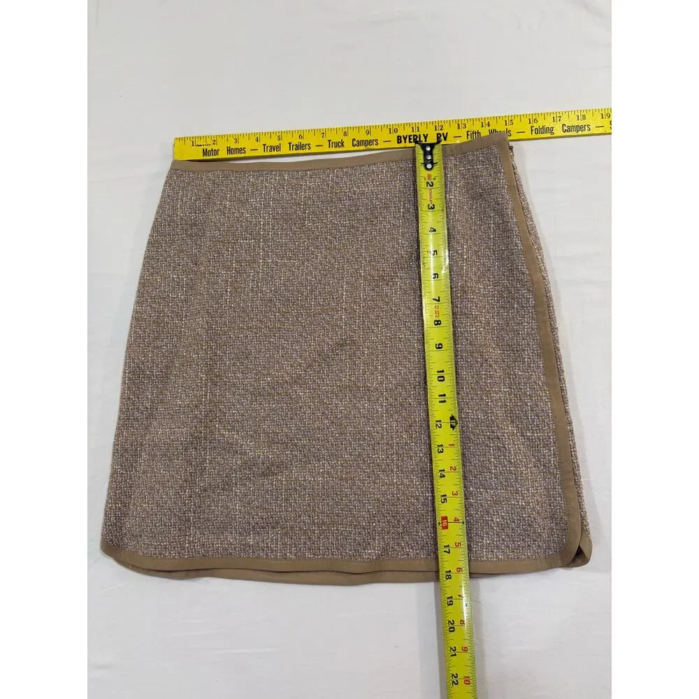 Elie Tahari Virgin Wool Blend Beige Tweed Skirt Jacket Suit Set Size 6